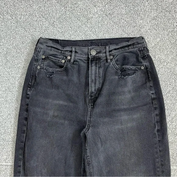 American Eagle Highest Rise 90s Boyfriend Distressed Black Jeans Womens Size 10 - Picture 2 of 11
